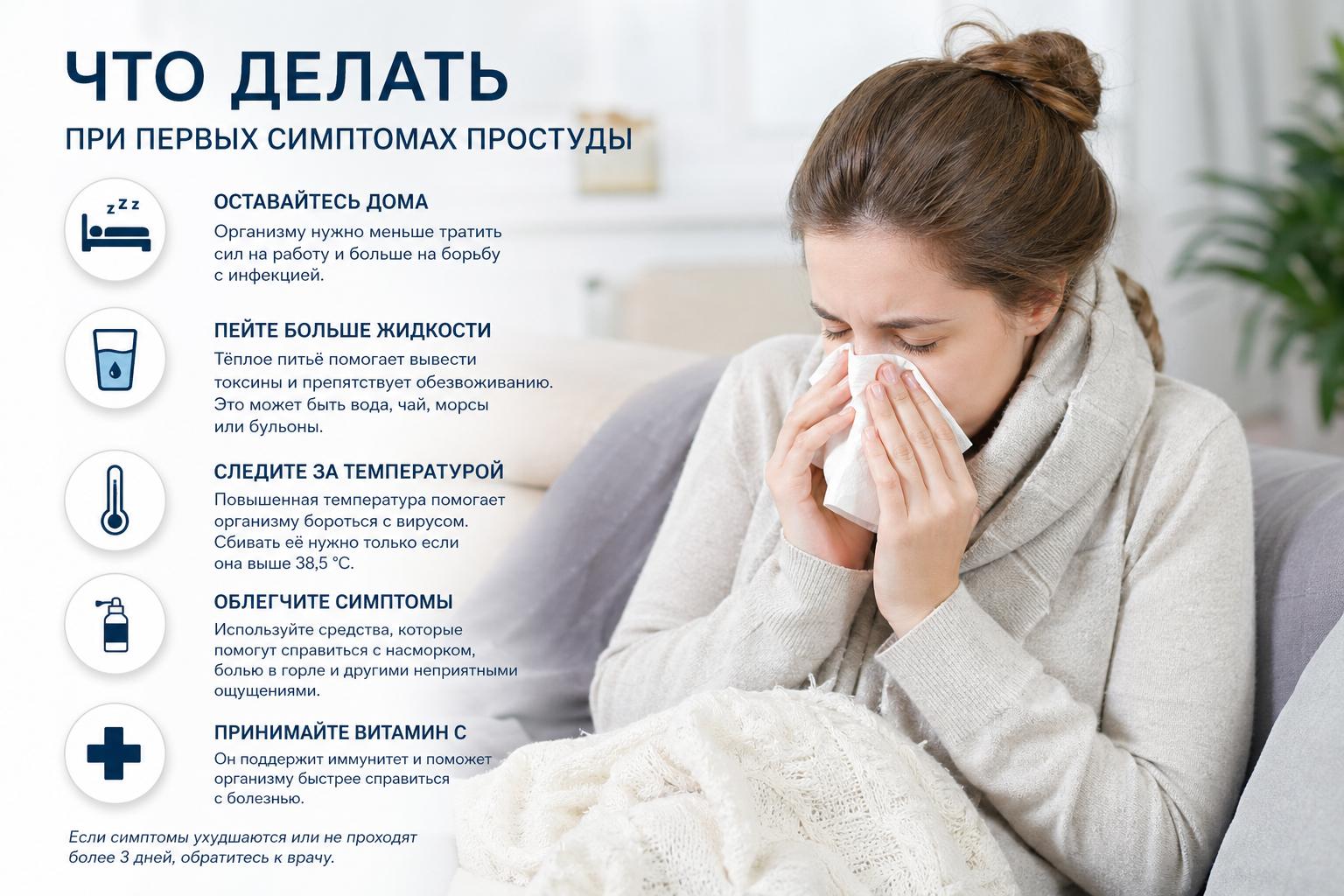 Как не разболеться: что делать при первых симптомах простуды для быстрого восстановления